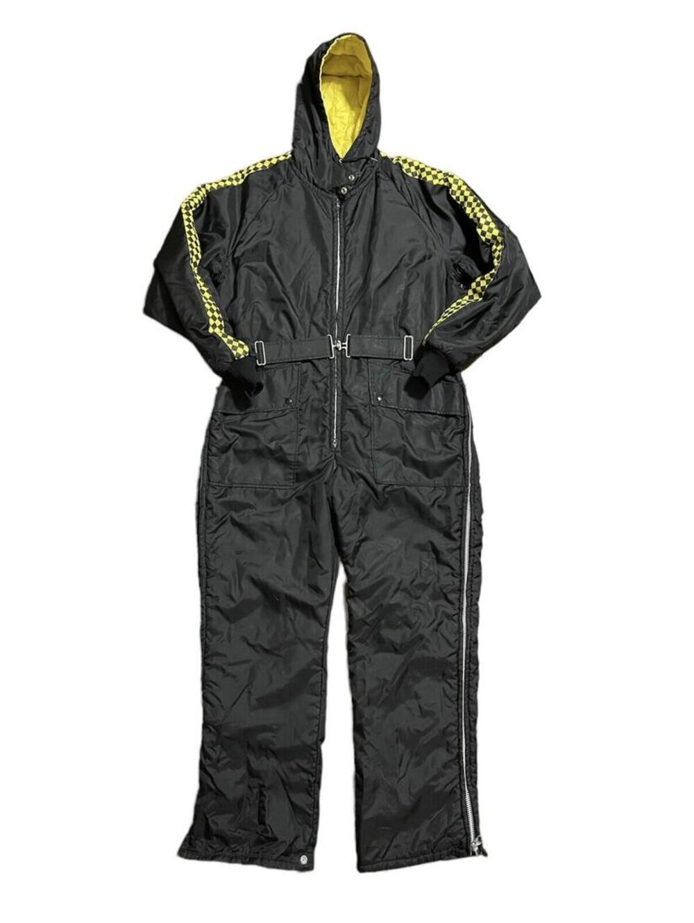 Vintage Belted John Deere Winter Snow Snowmobile Racing Ski Suit Black Mens S